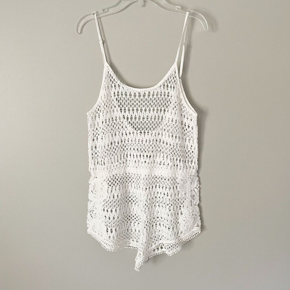 Victorias Secret Size S White Sleeveless Crotchet Overlay Coverup Swim Beach